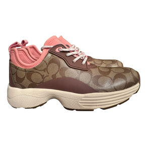 Coach Women’s C270 Signature Tech Runner Size 10B Color Khaki/Saddle in Box